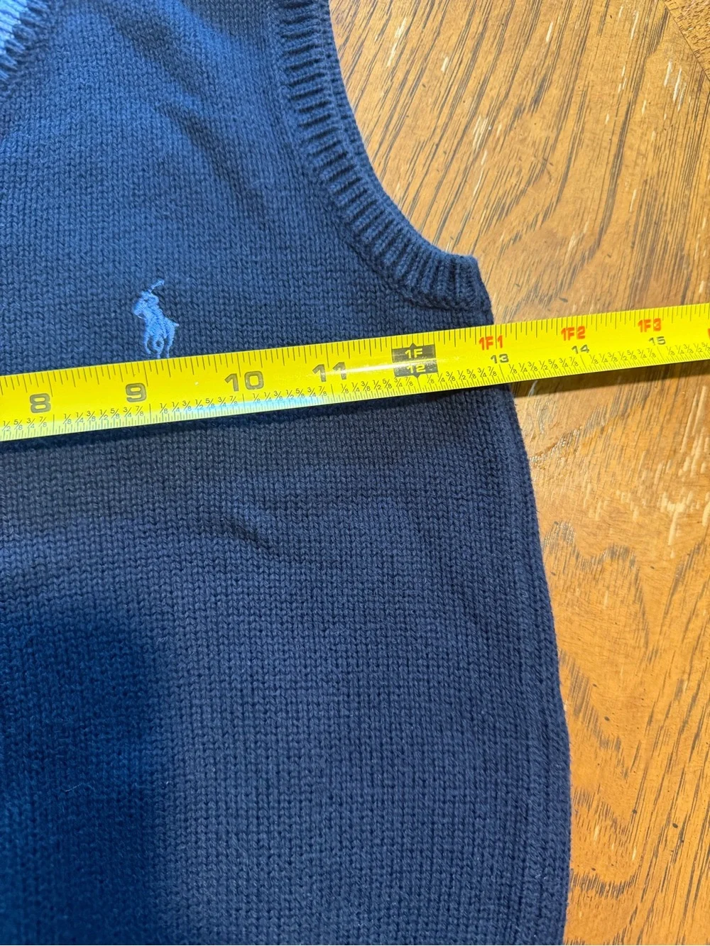 Ralph Lauren Navy V-Neck Sweater Vest with Light Blue Trim
